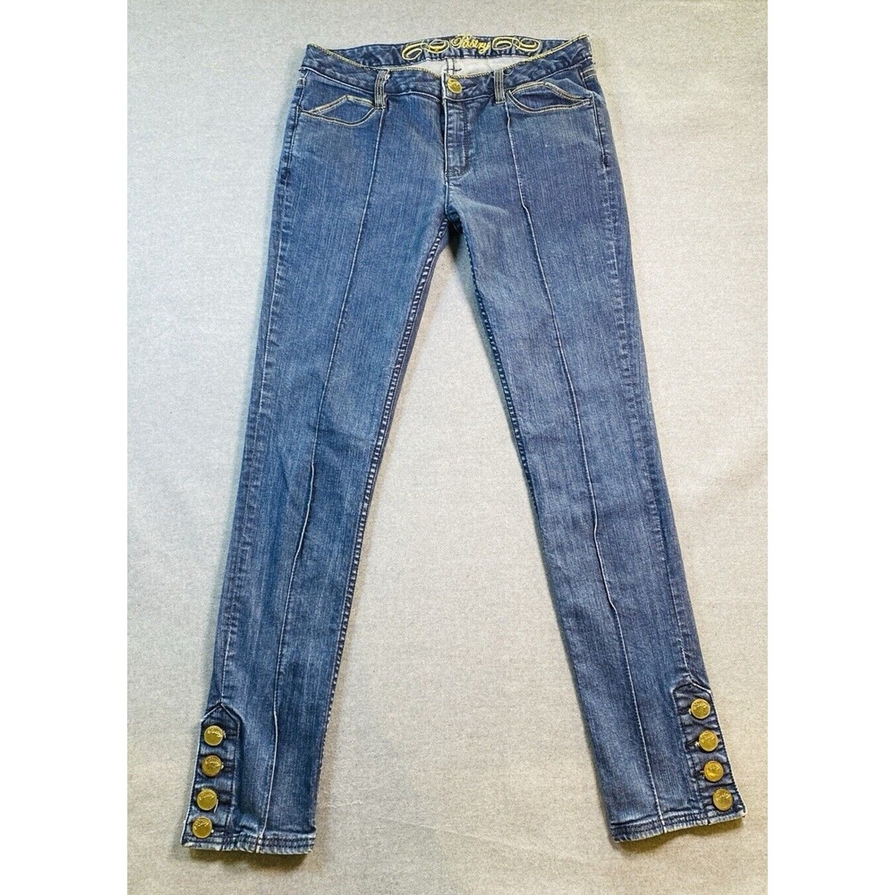 Pastry Jeans Women's Straight Leg Front Seam Gold Button Accent size 30